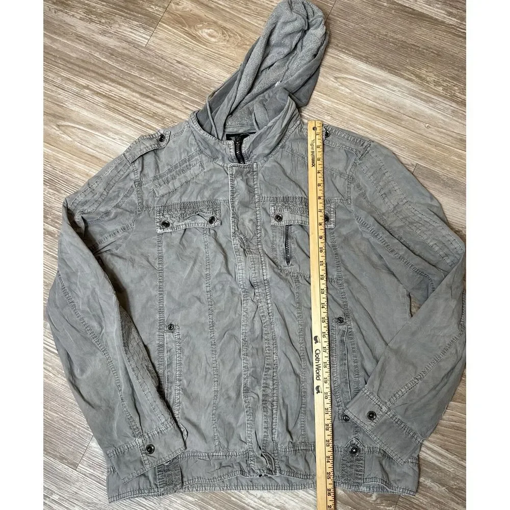 Buckle Black Label‎ women tactical zip snaps hood jacket size L slim fit